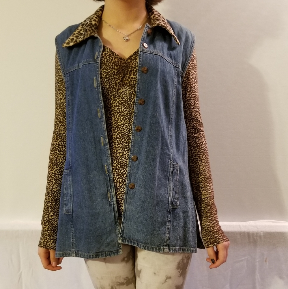 Ann Taylor top M, Paul Harris denim vest S - Picture 1 of 6
